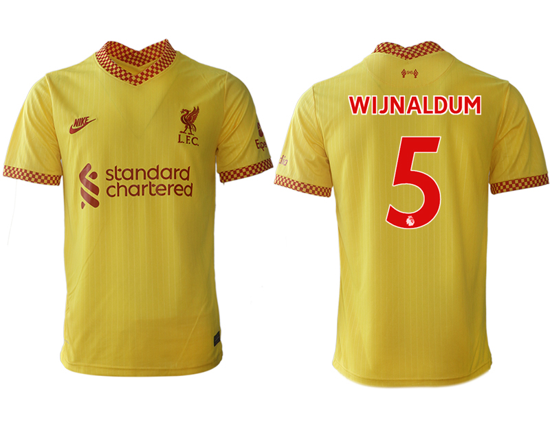Cheap Men 2021-2022 Club Liverpool Second away aaa version yellow 5 Soccer Jersey